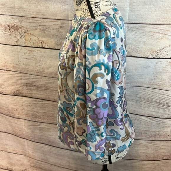See By Chloe Silk Blouse 3/4 Sleeves Retro Floral Print Paisley Size 2 - Picture 4 of 11